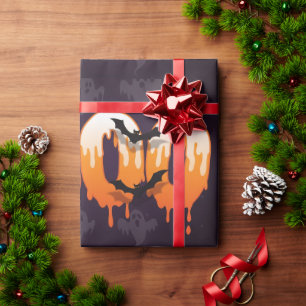 🎃BOO Dripping Halloween Letters with Ghosts  Wrapping Paper
