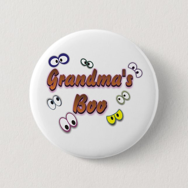 BOO EYES GRANDMA 6 CM ROUND BADGE (Front)