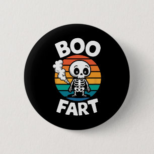 Boo Fart Funny Farting Skeleton For Halloween  6 Cm Round Badge