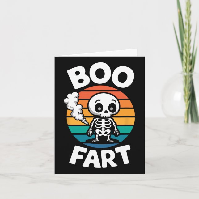 Boo Fart Funny Farting Skeleton For Halloween  Card (Front)