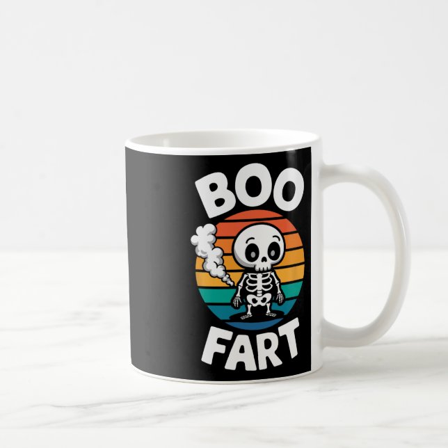 Boo Fart Funny Farting Skeleton For Halloween  Coffee Mug (Right)
