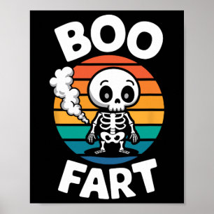 Boo Fart Funny Farting Skeleton For Halloween  Poster