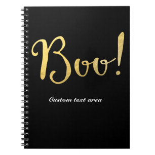 Boo! Faux Gold Foil Look Halloween Spiral Notebook