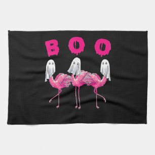 Boo Flamingo Halloween Flamingo Ghost Tea Towel