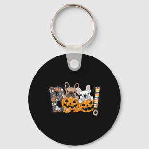 Boo French Bulldog Pumpkin Candy Dog Puppy Key Ring