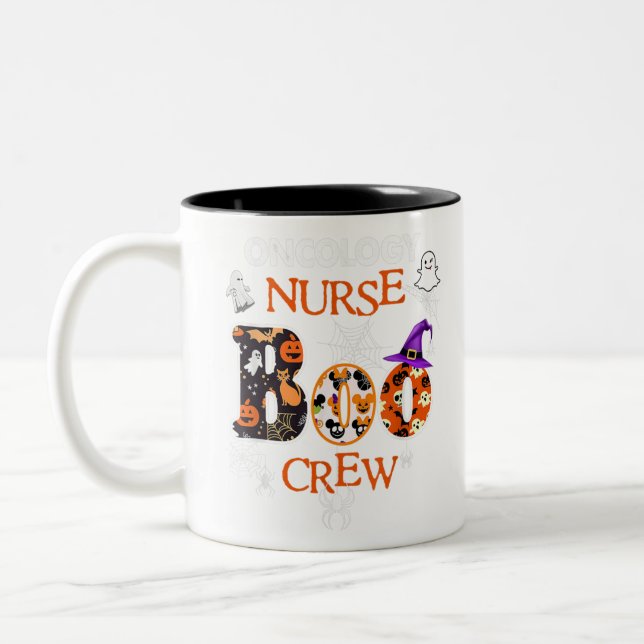 Boo Funny Crew Halloween Doctor Nurse Nursing Boo Two-Tone Coffee Mug (Left)
