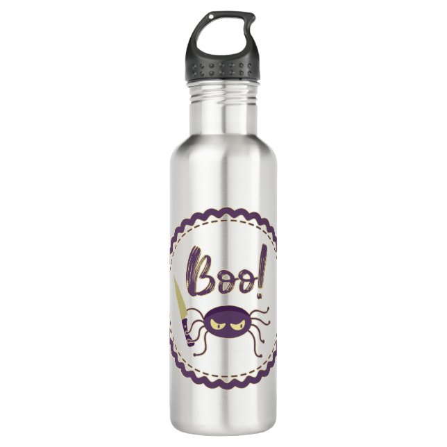Boo funny Halloween spider character knife hand 710 Ml Water Bottle (Front)