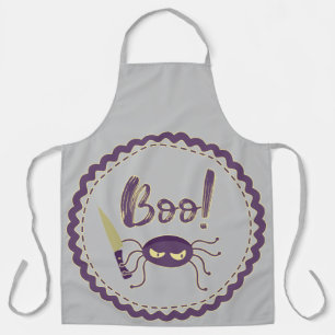 Boo funny Halloween spider character knife hand Apron