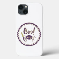 Boo funny Halloween spider character knife hand