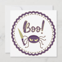 Boo funny Halloween spider character knife hand