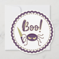 Boo funny Halloween spider character knife hand