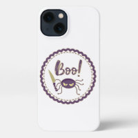 Boo funny Halloween spider character knife hand