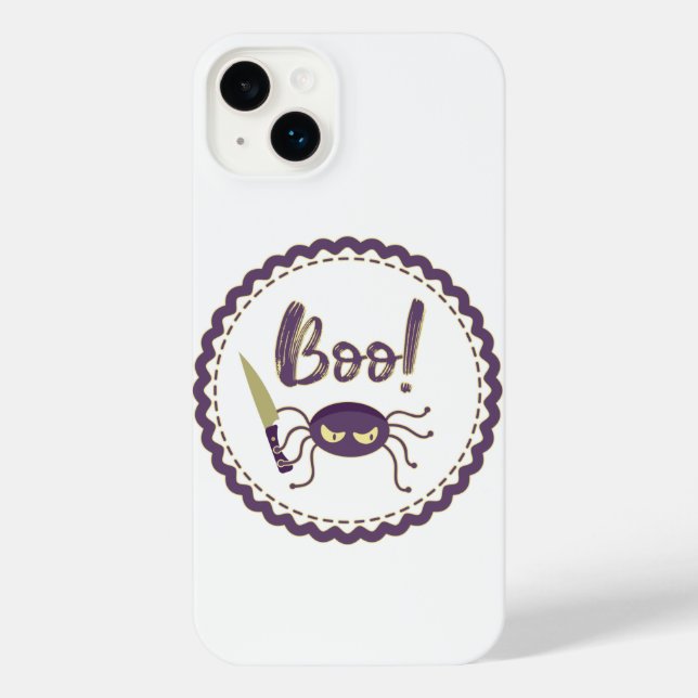 Boo funny Halloween spider character knife hand iPhone Case (Back)