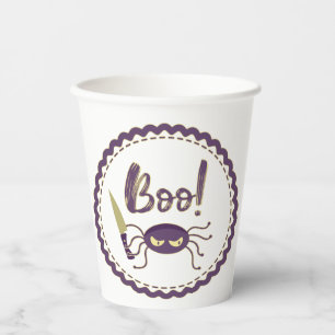 Boo funny Halloween spider character knife hand Paper Cups