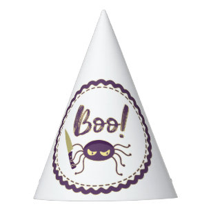 Boo funny Halloween spider character knife hand Party Hat