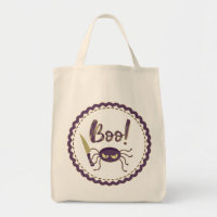 Boo funny Halloween spider character knife hand