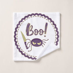 Boo funny Halloween spider character knife hand Wash Cloth