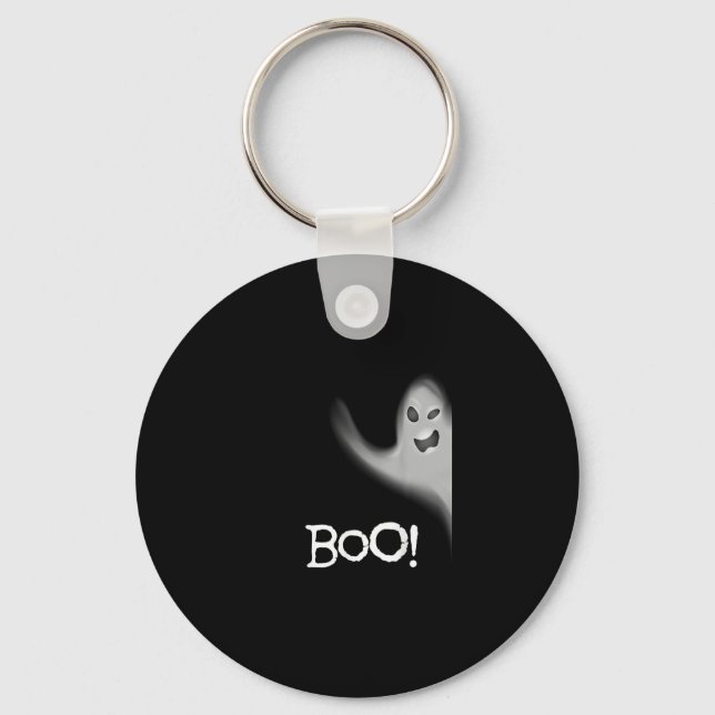 Boo Funny Hiding Peekabo Scary Halloween Key Ring (Front)