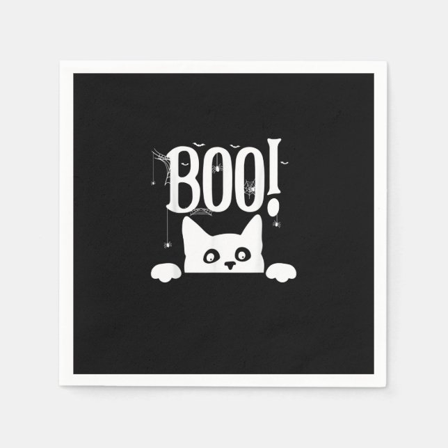 Boo! Funny Hiding Peekabo Scary Halloween Napkin (Front)