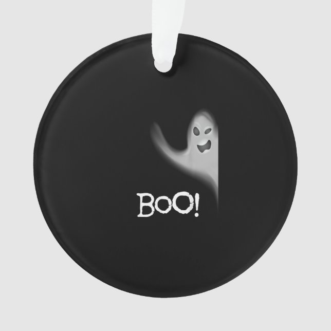 Boo Funny Hiding Peekabo Scary Halloween Ornament (Front)