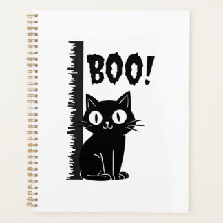 Boo! Funny Hiding Peekaboo Scary Halloween Cat Planner