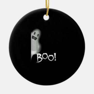Boo! Funny Hiding Peekaboo Scary Halloween Ceramic Tree Decoration