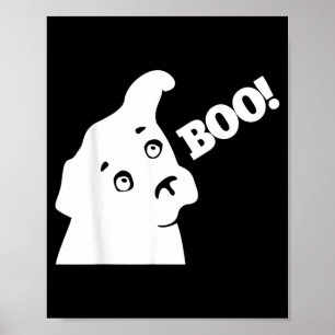 Boo _ Funny Hiding Peekaboo Scary Halloween Dog Poster