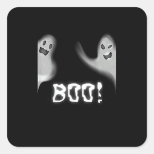 Boo! Funny Hiding Peekaboo Scary Halloween Square Sticker