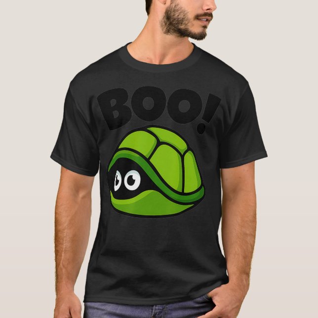 Boo  Funny Hiding Turtle Peekaboo Scary Halloween  T-Shirt (Front)