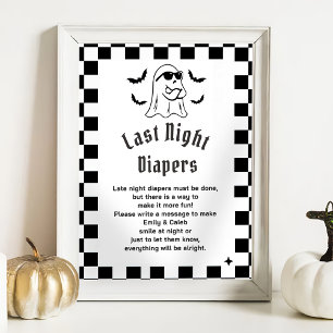 Boo Funny "Late Night Diapers" Baby Shower Game Poster