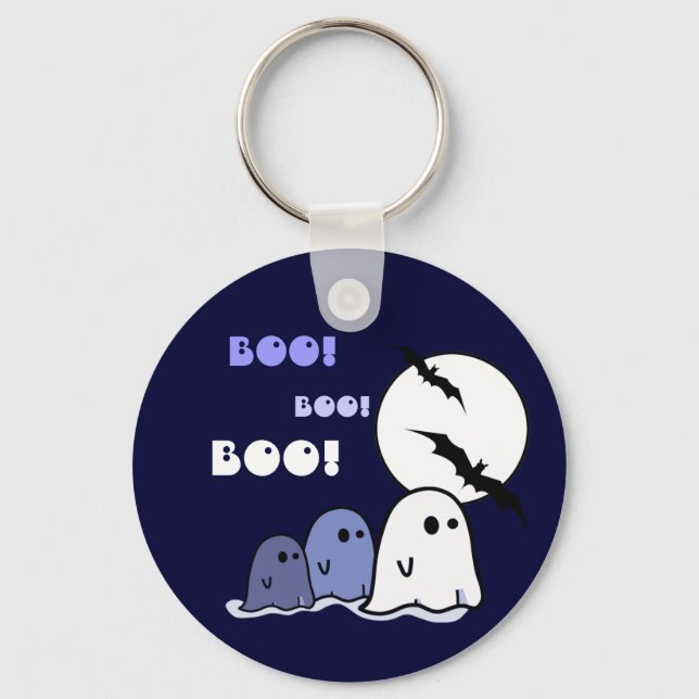 Boo! Funny Little Ghosts Halloween Gift  Key Ring (Front)