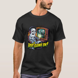 Boo Game ON Spooky Gamer Ghost with Controller Hal T-Shirt