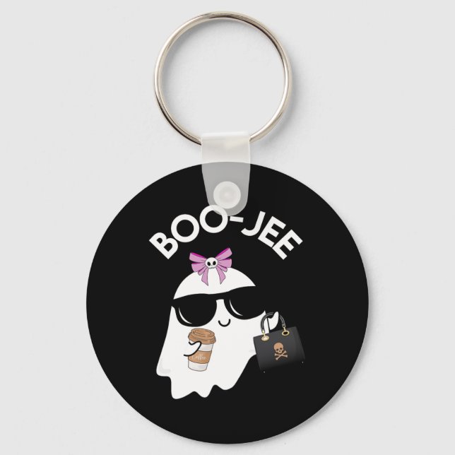 Boo Gee Boo Jee Funny Halloween Boujie Girl Ghost  Key Ring (Front)