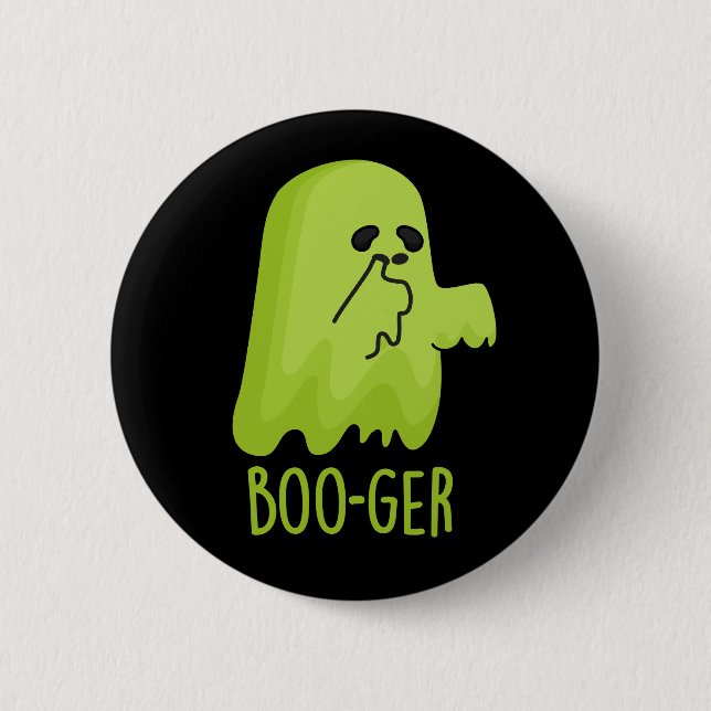 Boo-ger Funny Halloween Booger Ghost Pun Dark BG 6 Cm Round Badge (Front)