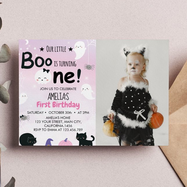 Boo Ghost 1st Birthday Invitation (Creator Uploaded)