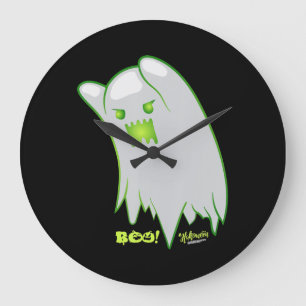 Boo Ghost Bats Spider Creepy Halloween Large Clock