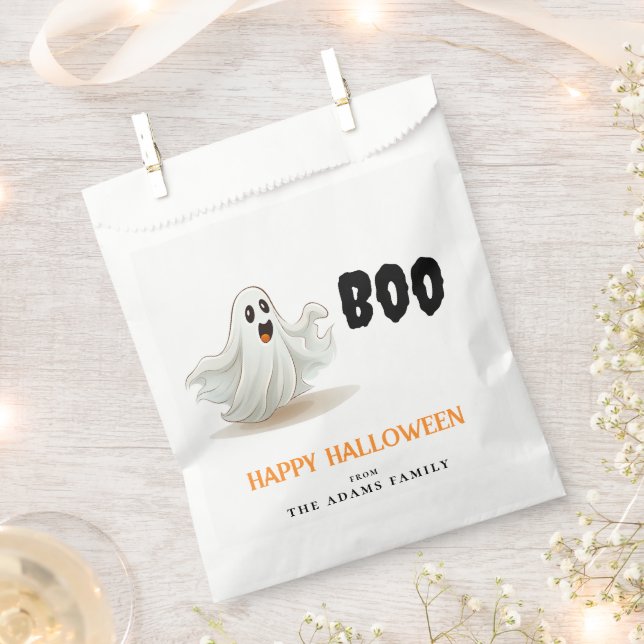 Boo Ghost Custom Family Name Happy Halloween  Favour Bags (Clipped)