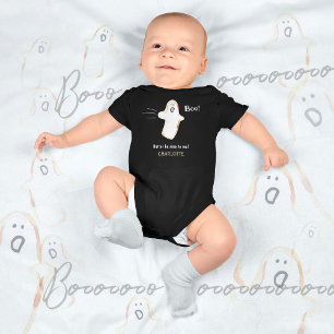 👻 BOO! Ghost Cute Handdrawn Halloween  Baby Bodysuit