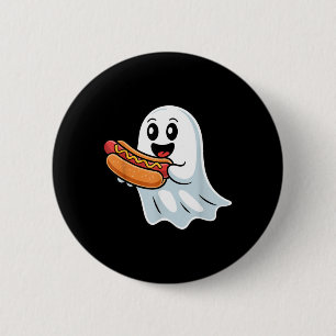 Boo Ghost Eating Hot Dog Halloween Spooky Costume 6 Cm Round Badge