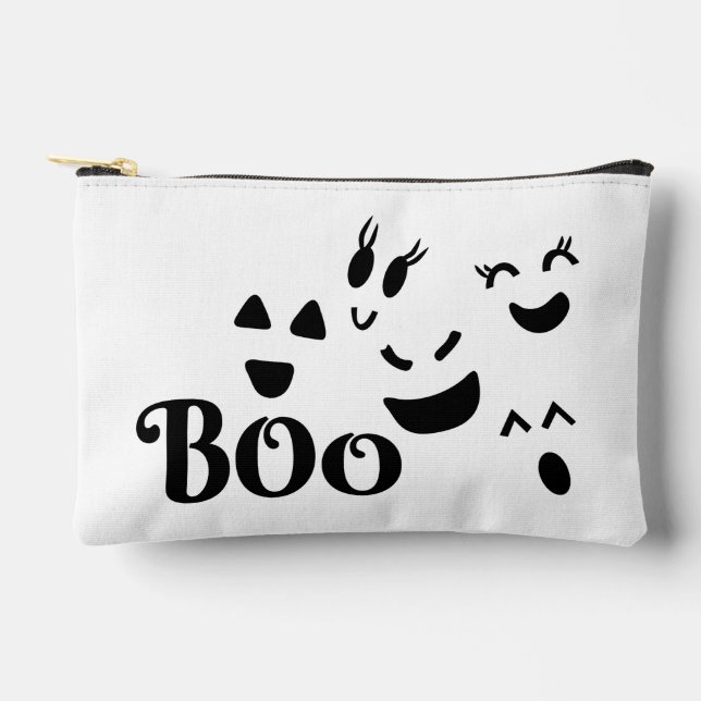 Boo Ghost Face Halloween Design Accessory Pouch (Front)