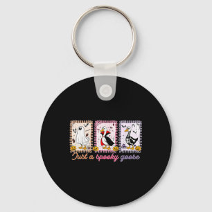 Boo Ghost Goose Halloween Spooky Goose Fall Skelet Key Ring