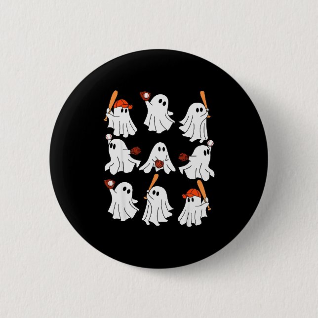 Boo Ghost Halloween Baseball Happy Halloween Baseb 6 Cm Round Badge (Front)