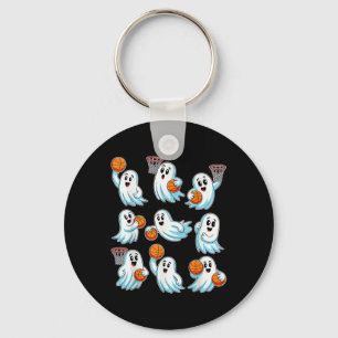Boo Ghost Halloween Basketball Halloween Basketbal Key Ring