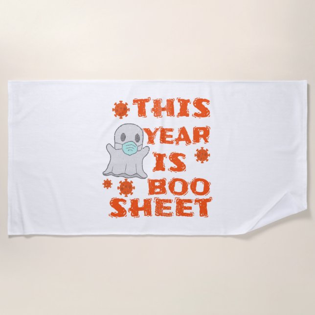 Boo Ghost Halloween Halloween Beach Towel (Front)
