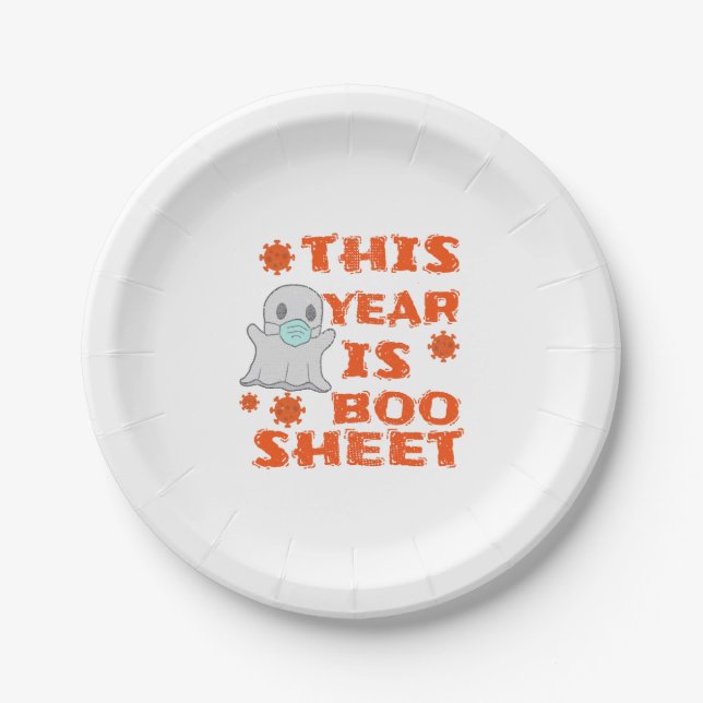 Boo Ghost Halloween Halloween Paper Plate (Front)