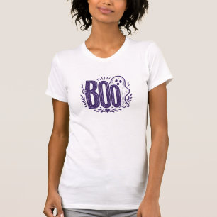 Boo Ghost Halloween Linocut Design T-Shirt