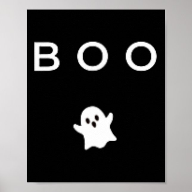 Boo Ghost Halloween Subtle Minimal Fall Fun Trick  Poster (Front)