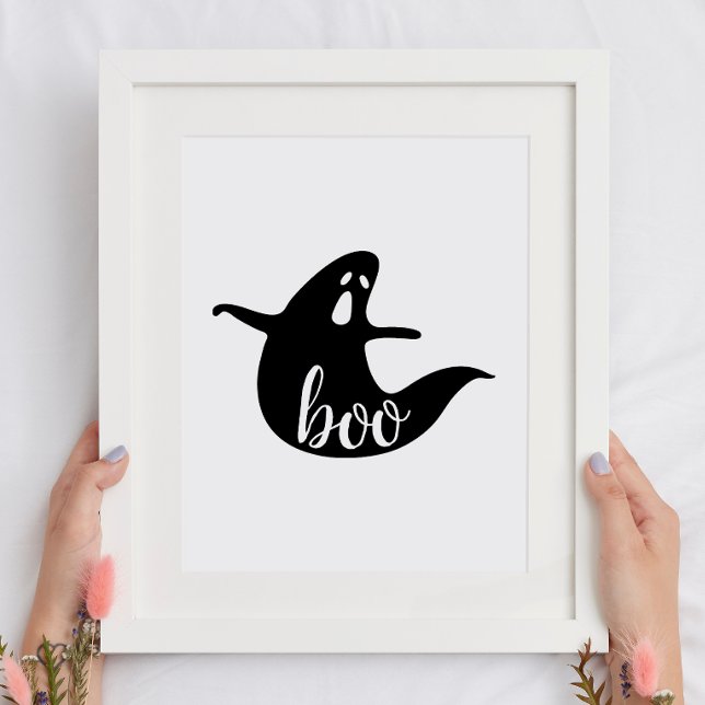 Boo Ghost in Black & White | Halloween Kids Party Poster (Creator Uploaded)