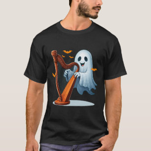 Boo Ghost Playing Harp Halloween Musical Instrumen T-Shirt
