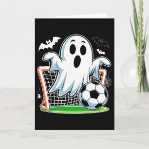 Boo Ghost Playing Soccer Funny Halloween Soccer Co Card